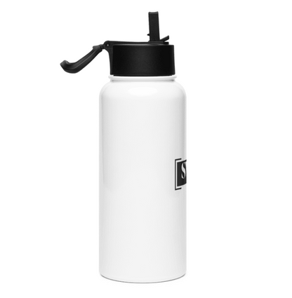 Stainless steel water bottle with a straw lid